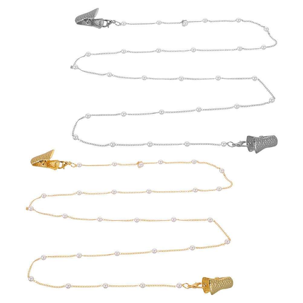 Mask Chain Holder - 2個セット ビーズ付きメガネストラップ 女性用 パールアイグラスチェーン マスクホルダー ネックレス