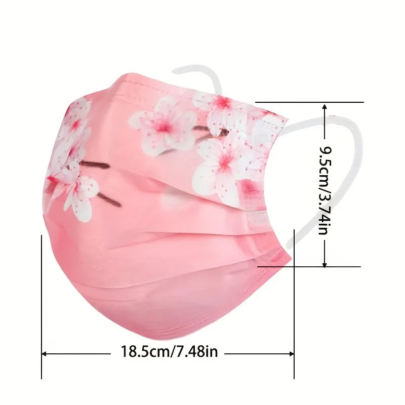 女性用花柄スタープリントフェイスマスク10枚、3層構造の通気 - Cloth Face Mask Washable のレビューと価格
