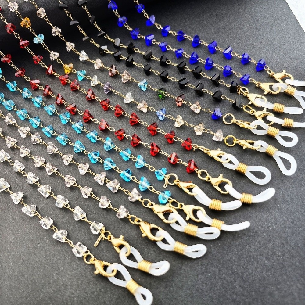 ファッションアクセサリー 三角形クリスタルメガネホルダー メ - Mask Chain Holder のレビューと価格